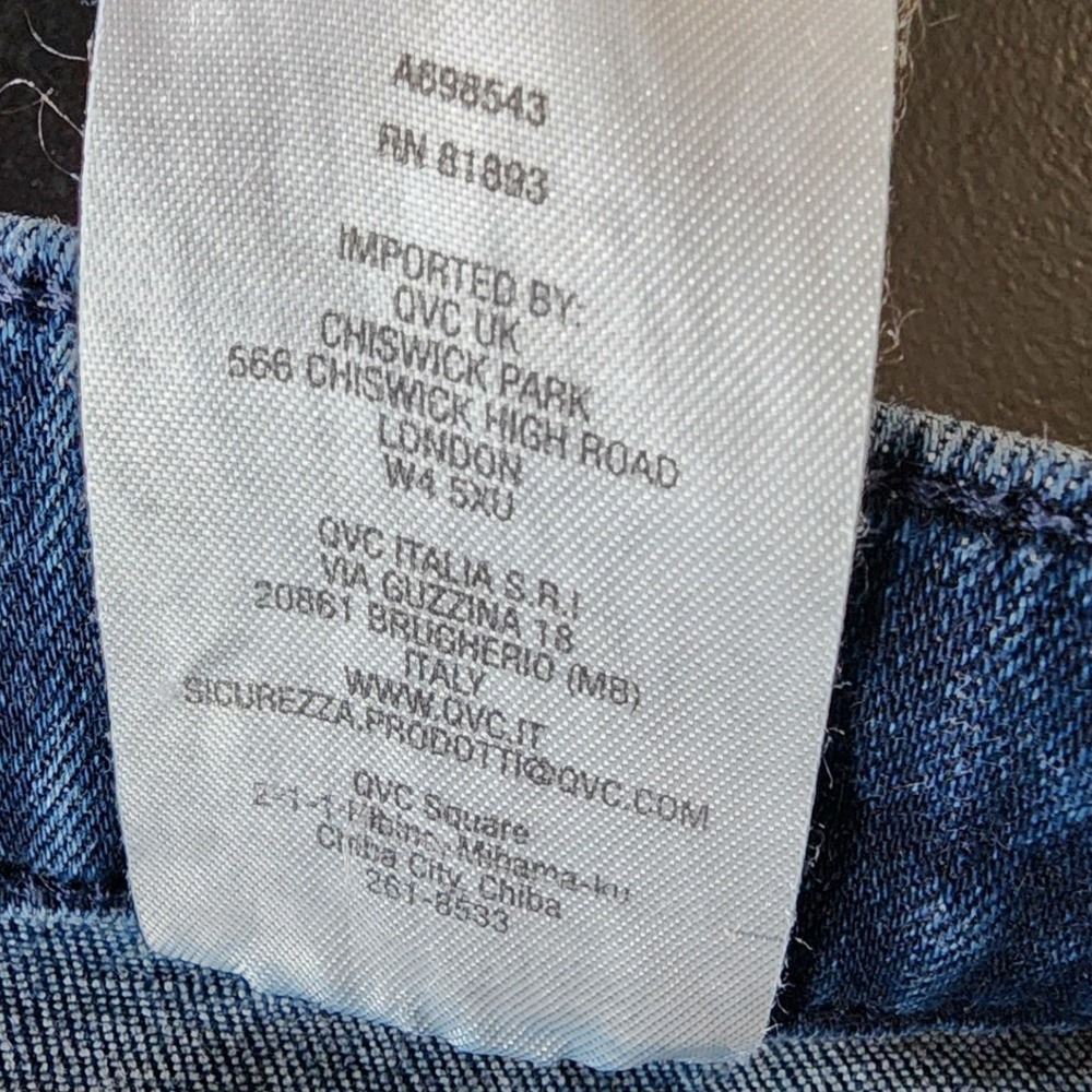 Denim & Co 16 Blue Wide Leg Crop Jeans Patch Pocket Stretch Comfort Casual - Picture 8 of 8